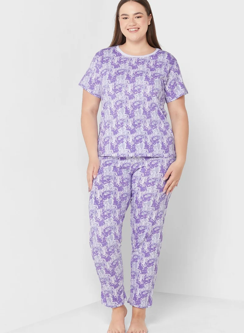 Ginger Plus Printed T-Shirt And Pyjama Set