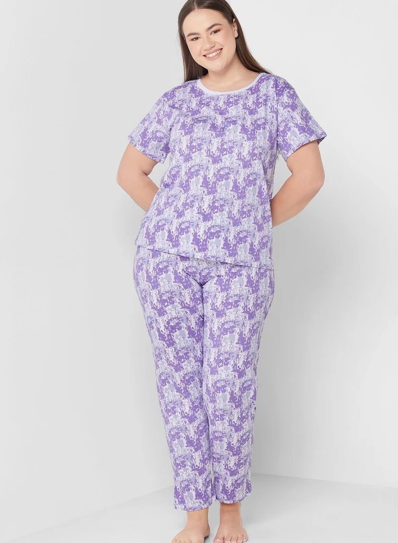 Ginger Plus Printed T-Shirt And Pyjama Set