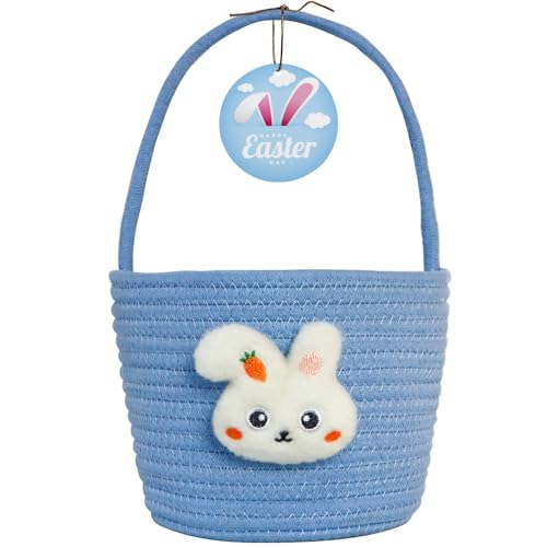 XENTUMI Easter Basket, Easter Baskets for Kids, Baby Easter Basket with Handle, Empty Bunny Egg Basket, Easter Baskets for Boys, Girls, Toddler, Babies, Infant Easter gifts basket Personalized - Image 1