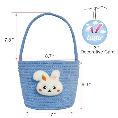 XENTUMI Easter Basket, Easter Baskets for Kids, Baby Easter Basket with Handle, Empty Bunny Egg Basket, Easter Baskets for Boys, Girls, Toddler, Babies, Infant Easter gifts basket Personalized - Image 4