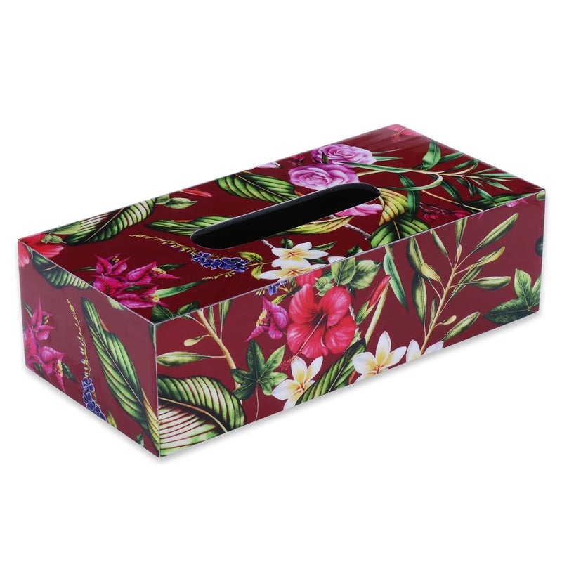 RICHTER Floral Maroon Tissue Box Holder/Cover - Image 3