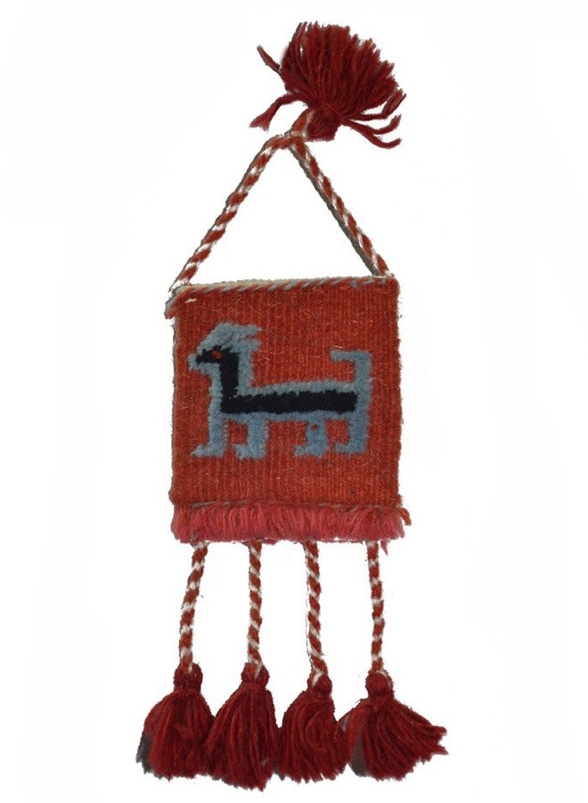 CATANES Handwoven Decorative Small Bag with Geometric Design Wall Hanging Decor Ornament knapsack Chanteh Home Decoration Pendament - Red - Image 1
