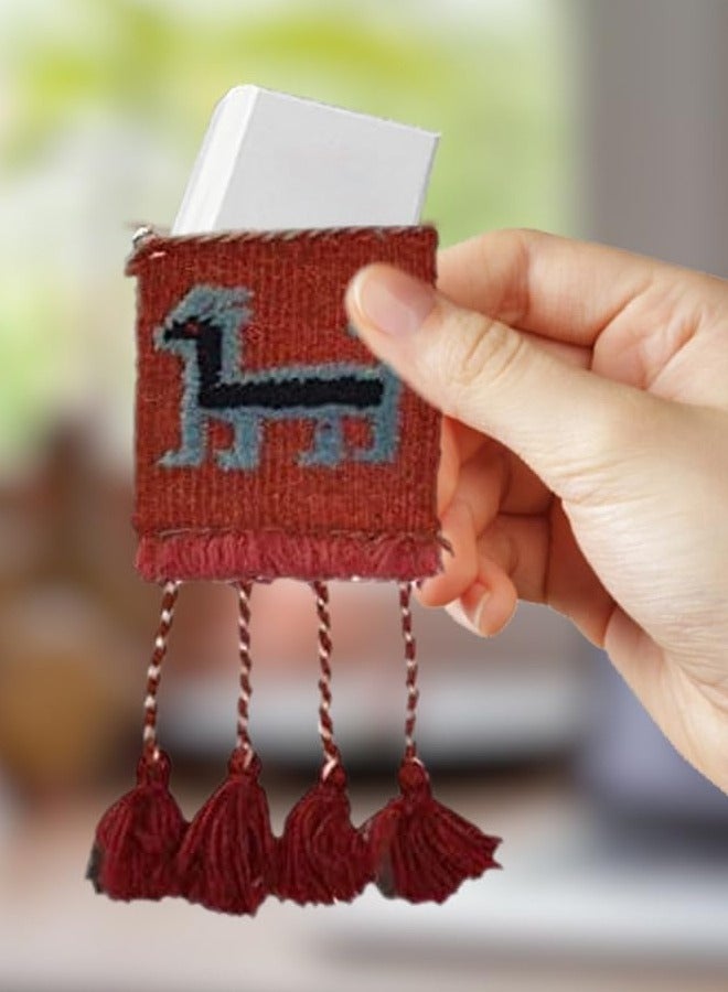 CATANES Handwoven Decorative Small Bag with Geometric Design Wall Hanging Decor Ornament knapsack Chanteh Home Decoration Pendament - Red - Image 3
