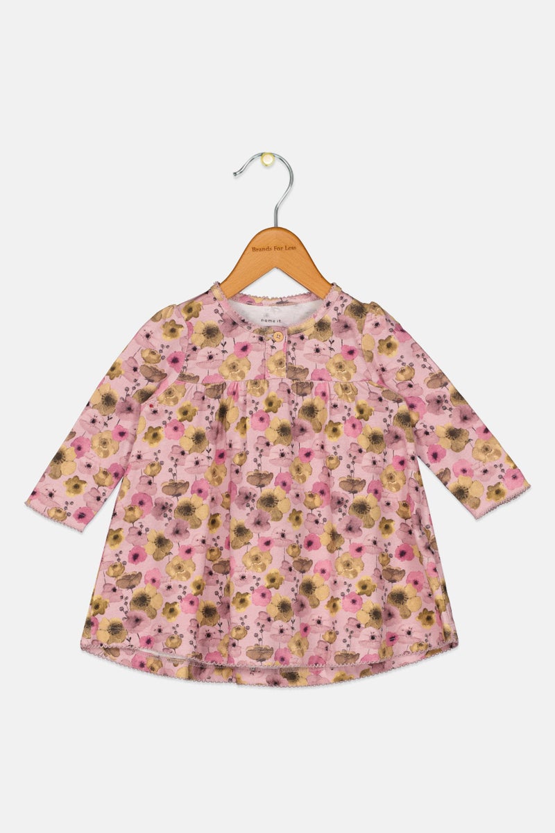 NAME IT Toddlers Girl Floral Pattern Long Sleeves Dress, Multicolor - Image 1