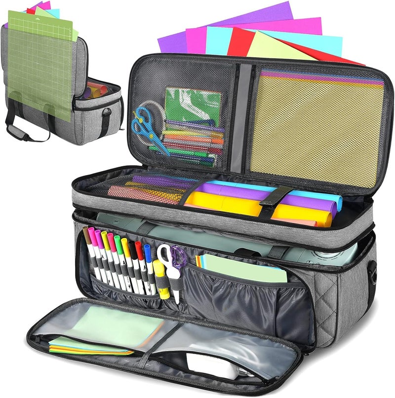 Yorepek YOREPEK Carrying Case for Cricut Maker 4 Maker 3 Explore 4 Explore 3 Air 2 Die Cut Machine Dust Cover Large Travel Bag with Cutting Mat Storage Tote Bag for Tools Accessories Grey 