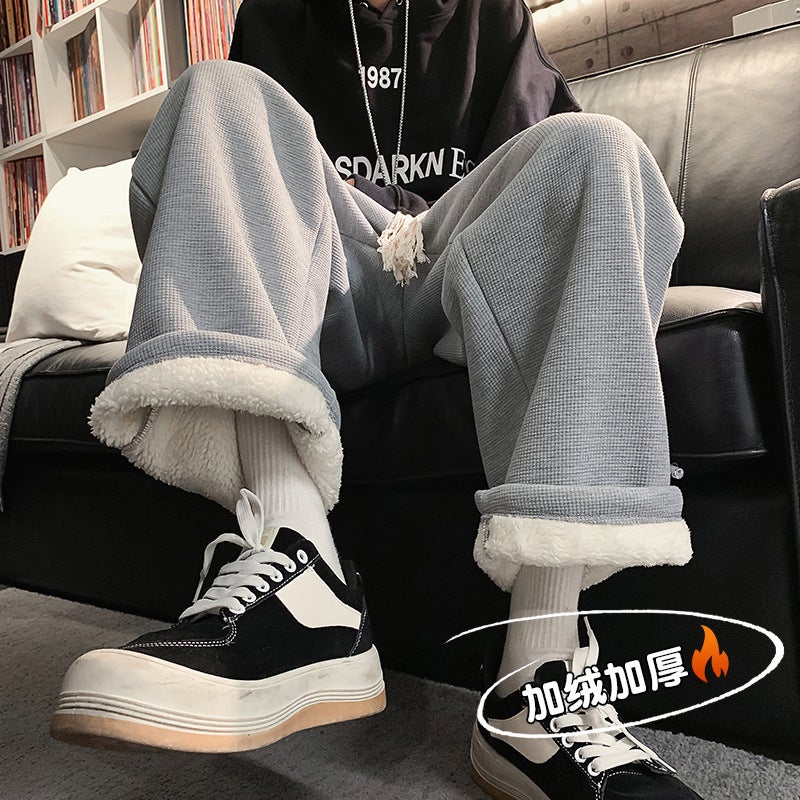 Velvet Joggers Men Winter Casual Pants Black Black - Image 3