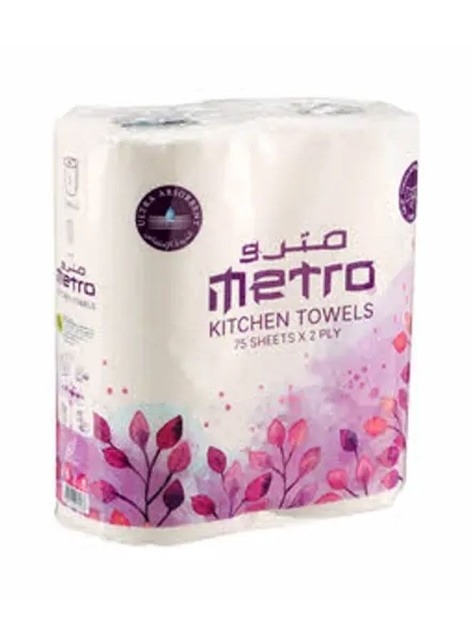 Metro Multi-Purpose Kitchen Towels Tissue - 2 Ply x 75 Sheets Pack of 2 - Image 2