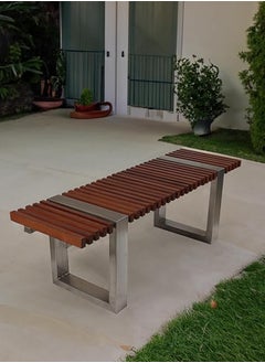 RIGID Stainless Steel Bench with Wooden Top  44.5x133x40cm  - Image 1