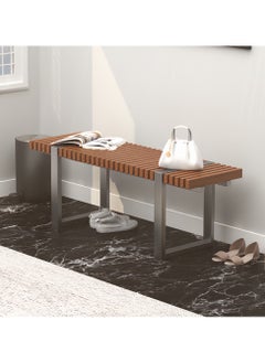 RIGID Stainless Steel Bench with Wooden Top  44.5x133x40cm  - Image 2
