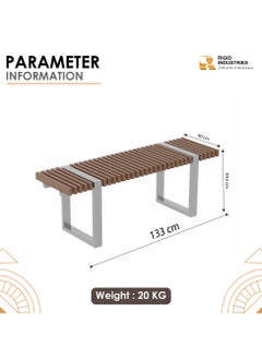 RIGID Stainless Steel Bench with Wooden Top  44.5x133x40cm  - Image 3