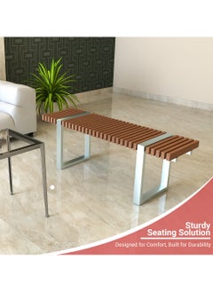 RIGID Stainless Steel Bench with Wooden Top  44.5x133x40cm  - Image 4
