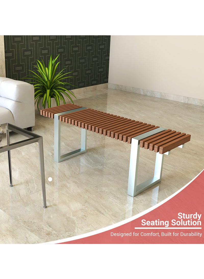 RIGID Stainless Steel Bench with Wooden Top  44.5x133x40cm  - Image 4