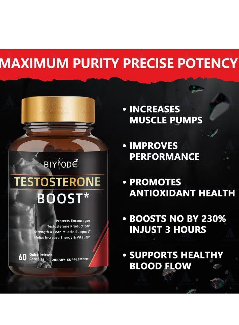 BIYODE Boost Testosterone Booster And Energy Supplement For Men, Boost Energy, Increase Stamina, Enhance Vitality And Performance 60 Capsules  - Image 2