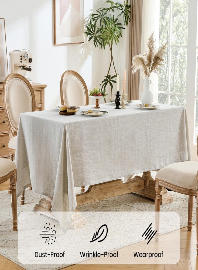 سيمبل آند أوبيولنس مفارش طاولات من الكتان من Simple&Opulence للطاولات المستطيلة، مقاس 60×104 بوصة - لون طبيعي، مفرش طاولة ريفي مصنوع من الكتان بنسبة 100%، مناسب للمآدب والعشاء وحفلات الزفاف، قابل لإعادة الاستخدام، مناسب للهالوين وعيد الشكر وعيد الميلاد. - Image 3