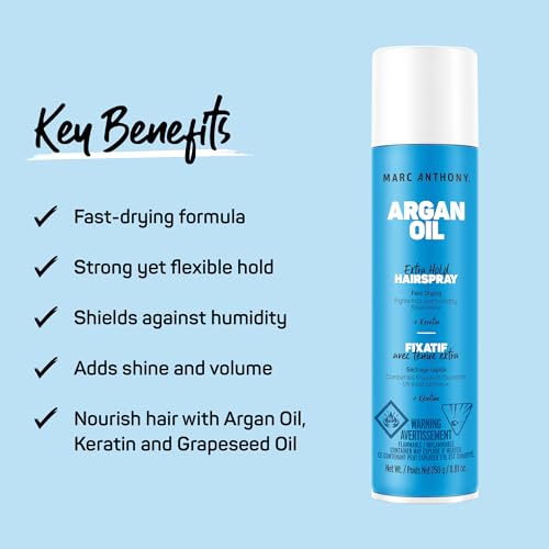Marc Anthony Argan Oil Hairspray with Keratin, Extra Hold - Volumizing Hair Spray Fights Frizz & Humidity - Nourishing Argan Oil of Morocco Texturizing & Hair Styling Spray - Sulfate & Paraben Free - Image 2