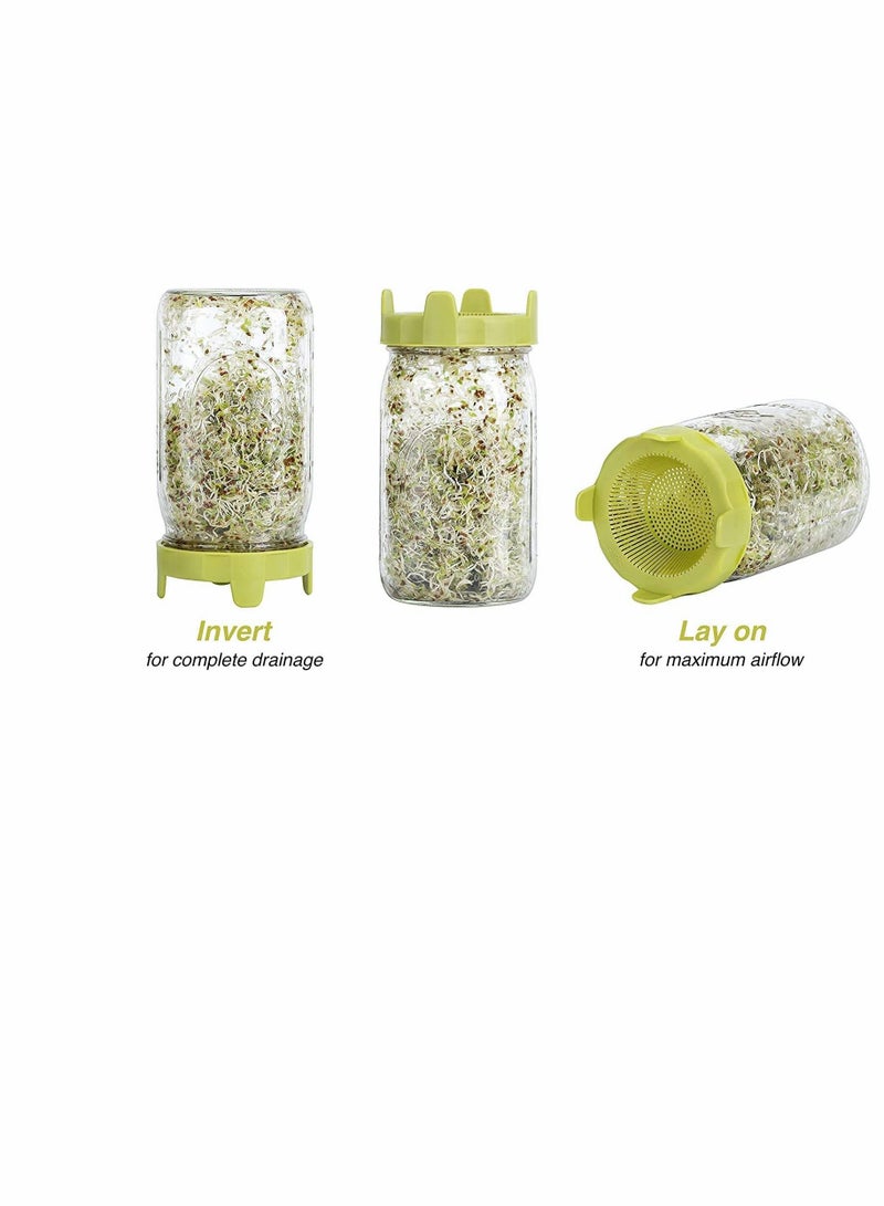 SYOSI Easy Rinse Drain Plastic Sprouting Lids for Wide Mouth Jars, 6 Pack - Image 4