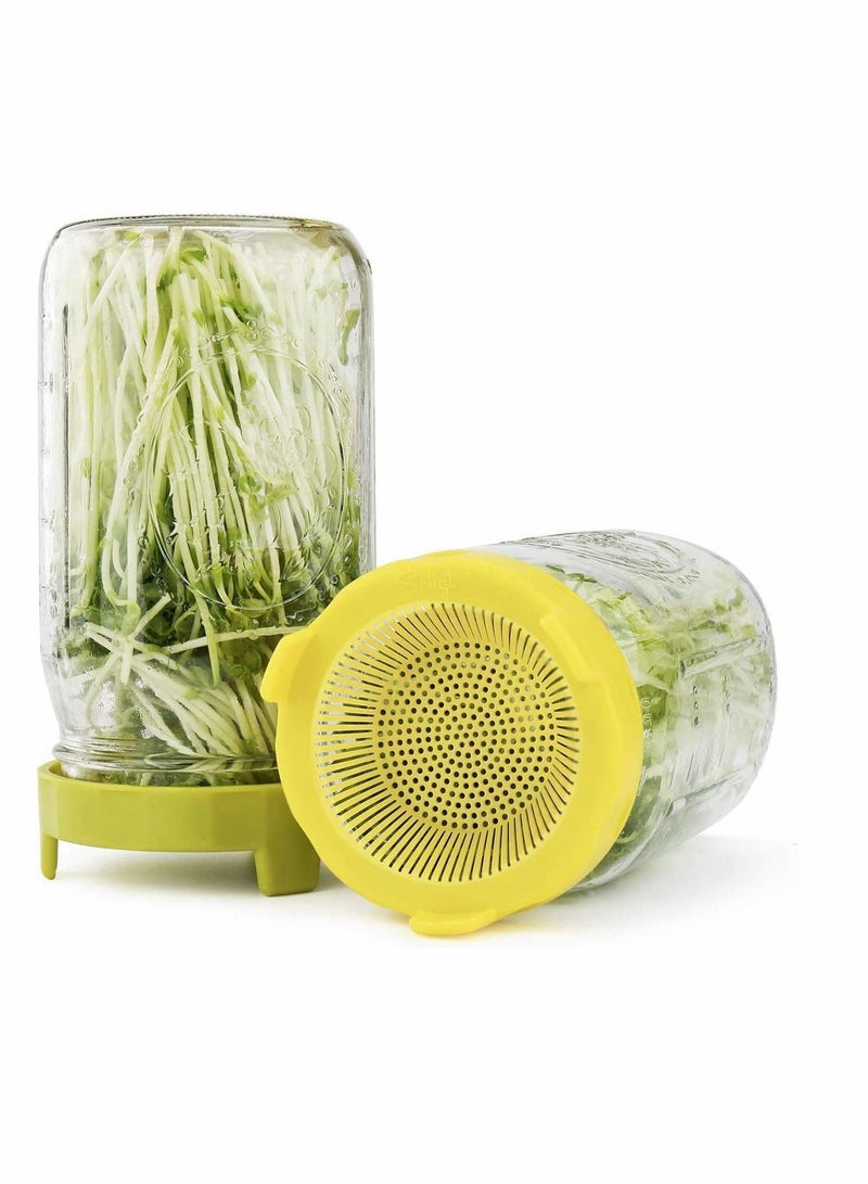 SYOSI Easy Rinse Drain Plastic Sprouting Lids for Wide Mouth Jars, 6 Pack - Image 1