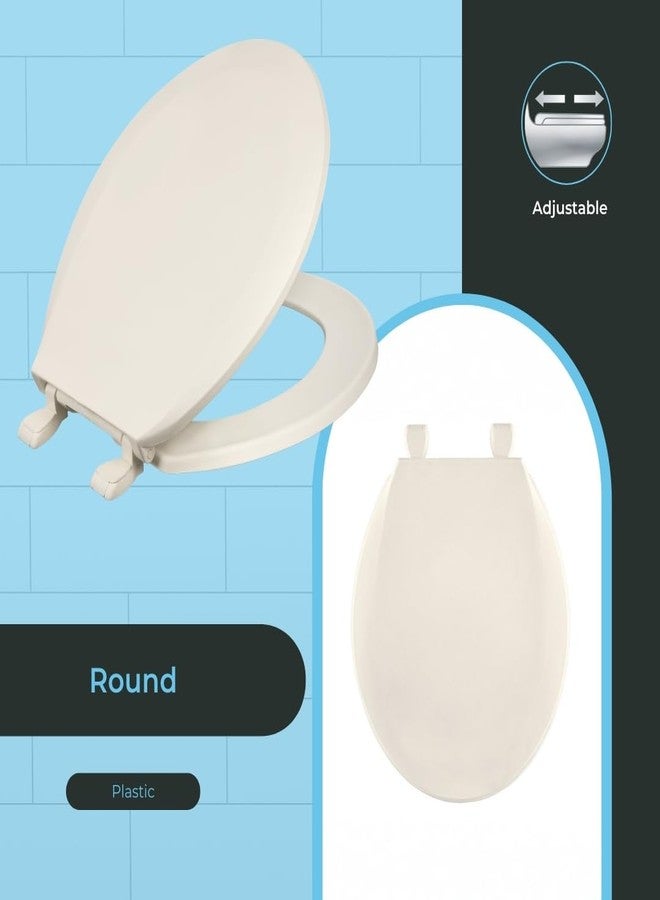 Centoco Round Toilet Seat, Scratch-Resistant Plastic Finish, Fits Kohler/American Standard/TOTO, Light Weight Residential, Made in the USA, DSAMAZ12-416, Biscuit - Image 2