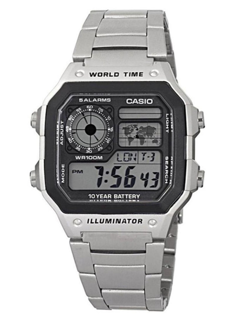 كاسيو ساعة يد رقمية للشباب AE-1200WHD-1AV - قياس 45 مم - لون فضي رجال - Image 1