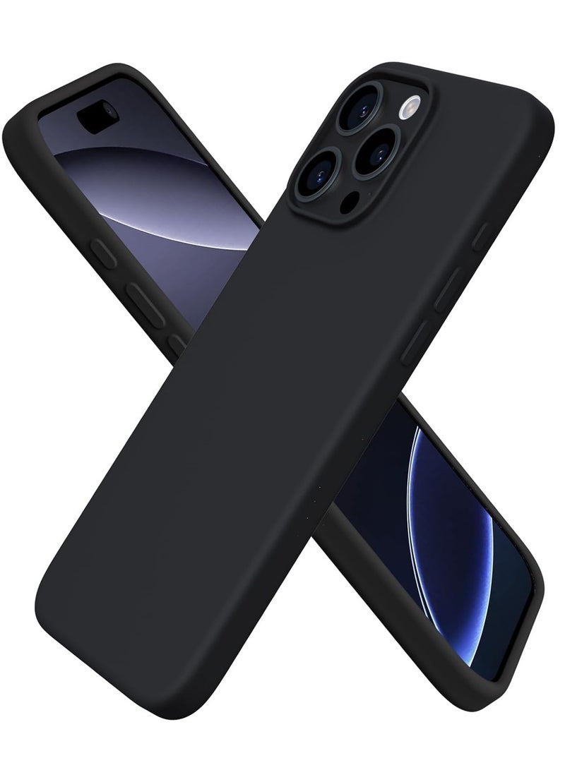 ELTRAZONE "iPhone 16 Pro Max Soft Liquid Silicone Case - Shockproof Full Body Protection with Matte Finish & Microfiber Lining (Black)" - Image 1