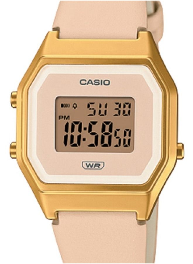 CASIO Casio Women Watch Vintage Digital Gold Dial Genuine Leather Band LA680WEGL-4DF  - Image 4