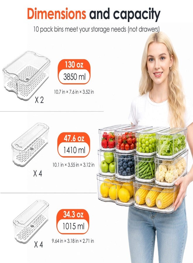 SMRCAD Fridge Organizers and Storage, 10 Pack Clear Organizer Bins with Lids for Kitchen, Pantry, Refrigerator, Food, Fruit, Vegetable Storage - Image 4