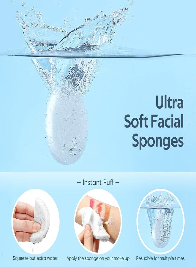 GAINWELL 50-Count Compressed Facial Sponges with Storage Container, for Facial Cleansing, Reusable Makeup Remover, Portable, Suitable for Travel, White - Image 2