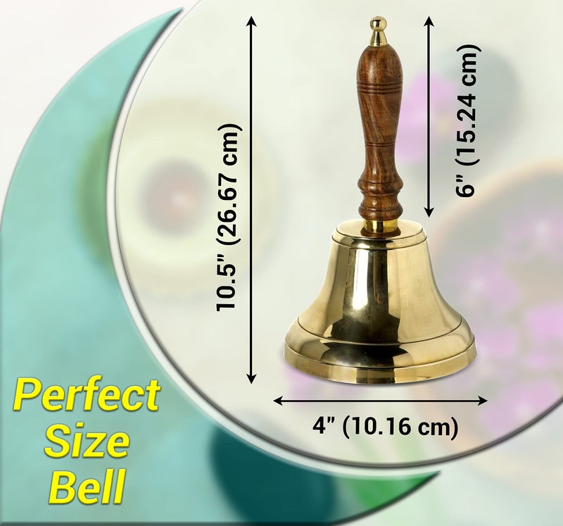ARSUK Handbell for Adults (4 Inch) - Large School Bell with Wooden Handle - Solid Brass Call Bell for Elderly at Home, Wedding, Office, Dinner, Meditation, and Service - Image 3
