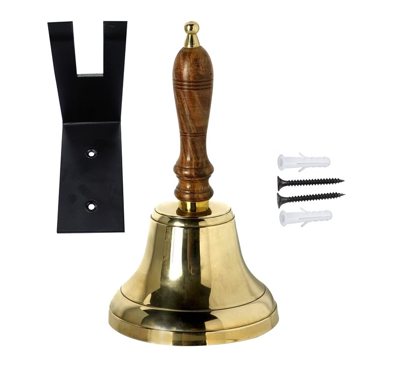 ARSUK Handbell for Adults (4 Inch) - Large School Bell with Wooden Handle - Solid Brass Call Bell for Elderly at Home, Wedding, Office, Dinner, Meditation, and Service - Image 2