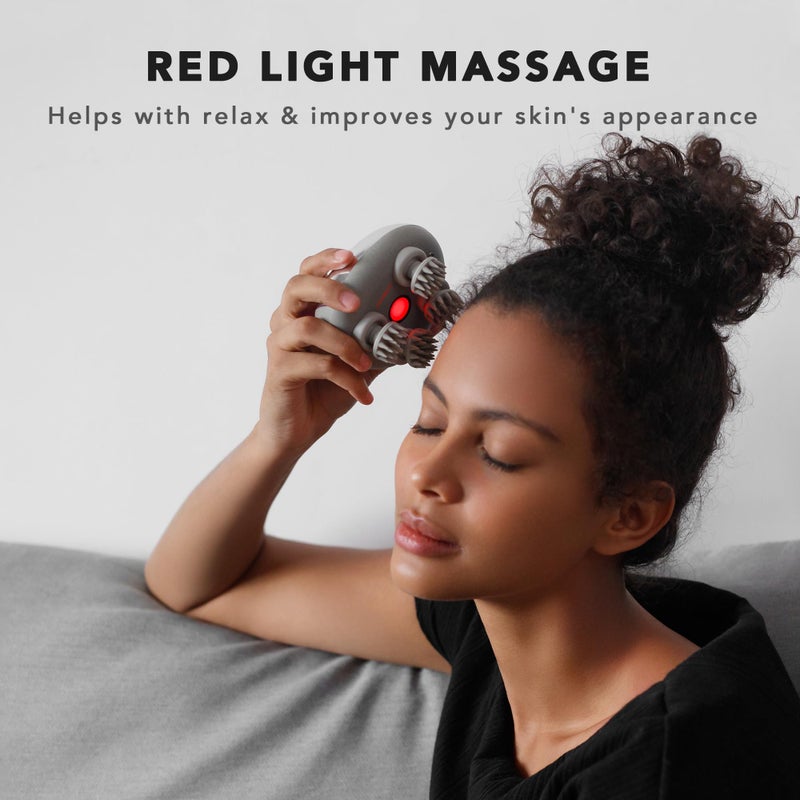 Breo Portable Mini Scalp Massager – IPX7 Waterproof Rechargeable Head Massager for Scalp Relax, Stress Relief Tool with Bamboo Wood Charging Base, Removable Massage Nodes (Silver with Base) - Image 3