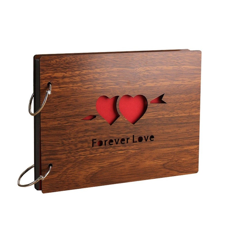 Decor1ders Wooden Scrapbook Photo Albums ForeverLove Large Size 22x16 Cm Scrap Books for Memories 40 Black Papers Photo Album For Photos Collection Memory Scrapbook for Memories - Image 4