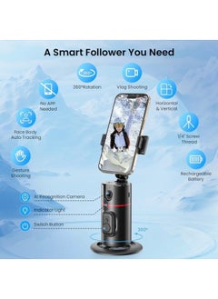 ZUKIMM Auto Face Tracking Tripod for Mobile Phone, 360°Rotation Face & Body Auto Tracking Phone Holder with Remote, No App, Gesture Control, Moving Tripod for Vlog Live Streaming Video Recording Tiktok  - Image 4