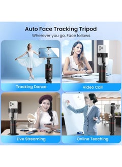 ZUKIMM Auto Face Tracking Tripod for Mobile Phone, 360°Rotation Face & Body Auto Tracking Phone Holder with Remote, No App, Gesture Control, Moving Tripod for Vlog Live Streaming Video Recording Tiktok  - Image 3