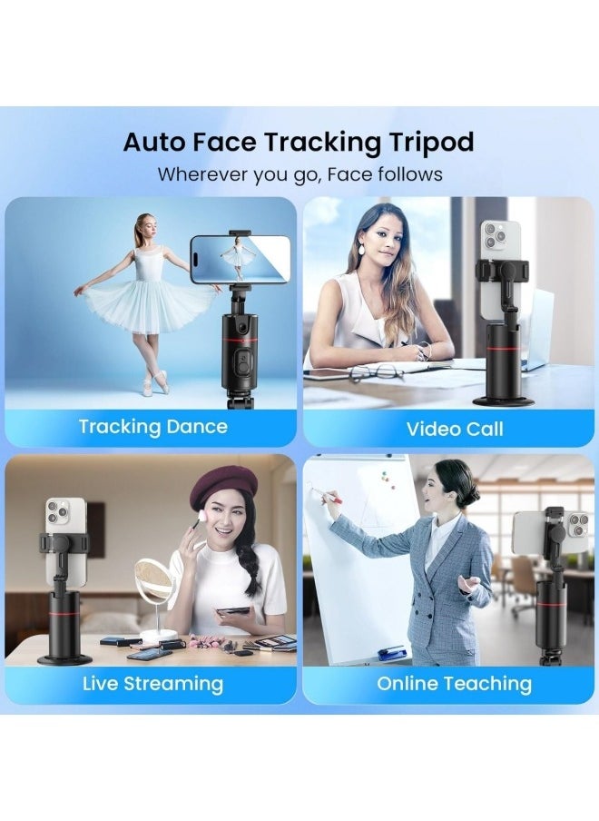 ZUKIMM - Auto Face Tracking Tripod for Mobile Phone, 360°Rotation Face & Body Auto Tracking Phone Holder with Remote, No App, Gesture Control, Moving Tripod for Vlog Live Streaming Video Recording Tiktok - Image 1