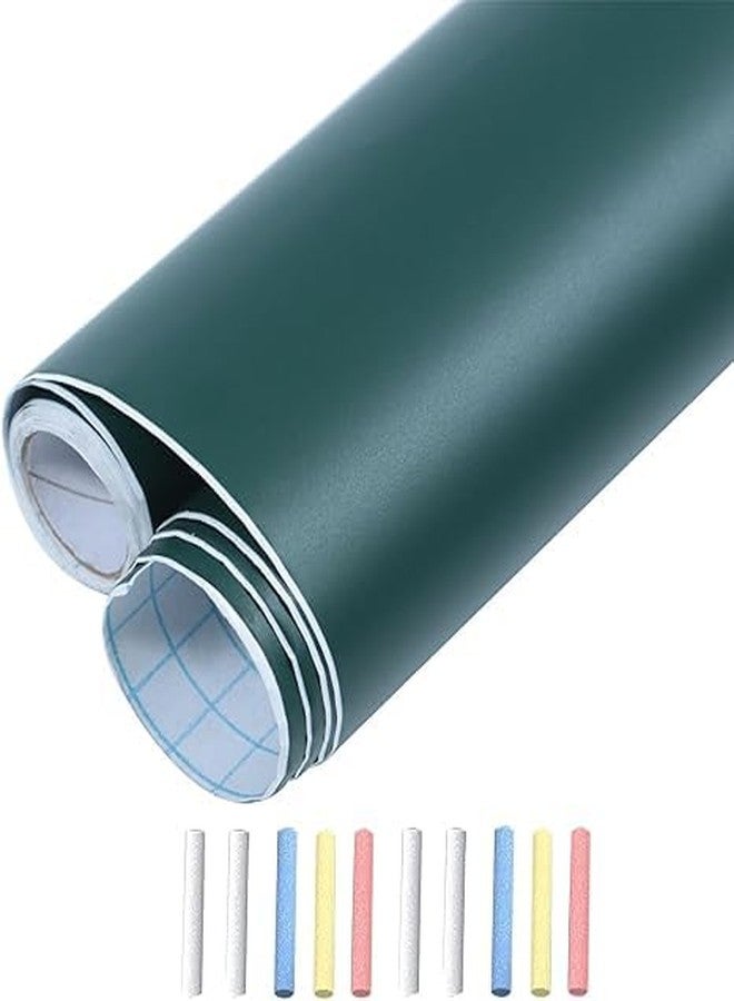 TimeTech Chalkboard Wallpaper Peel and Stick (17.7" x 78.7") | Large Green Contact Paper Self-Adhesive Wall Decal | Classroom, Kids Playroom & Home Use | Includes 10 Colorful Chalks & Cleaning Cloth - Image 1