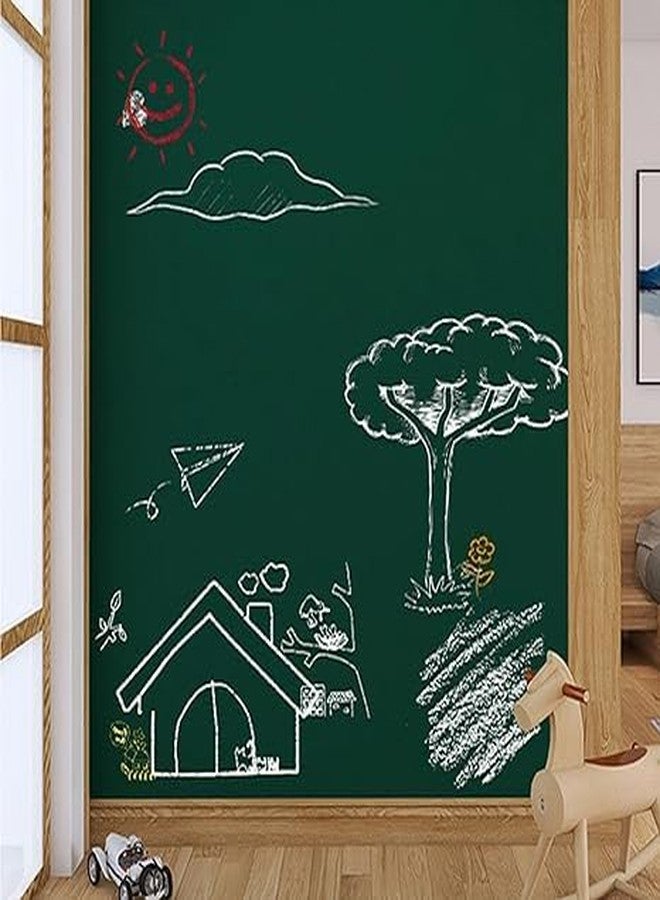 TimeTech Chalkboard Wallpaper Peel and Stick (17.7" x 78.7") | Large Green Contact Paper Self-Adhesive Wall Decal | Classroom, Kids Playroom & Home Use | Includes 10 Colorful Chalks & Cleaning Cloth - Image 2