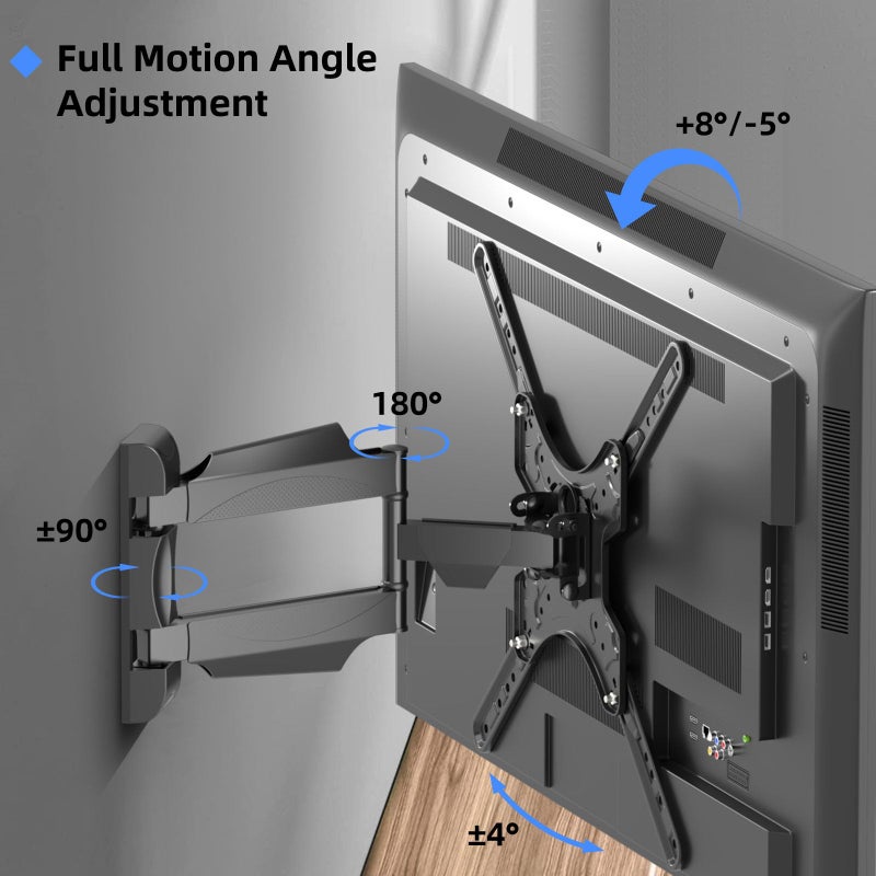 Suptek TV Wall Mount, Swivel Tilt Extend TV Wall Bracket for Most 32-55 inch Curved Monitor and Plasma TVs up to 31.8kg, Adjustable Heavy Duty Wall Mount, Max VESA 400x400mm - Image 2