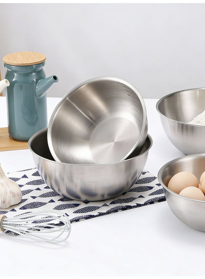 Three Large Stainless Steel Mixing Bowls Set,Metal Mixing Bowls with Scale, Home, Refrigerator, and Kitchen Food Storage Organizers，Large, Small, Big Food Prep, Baking，Cooking, Baking - Image 2