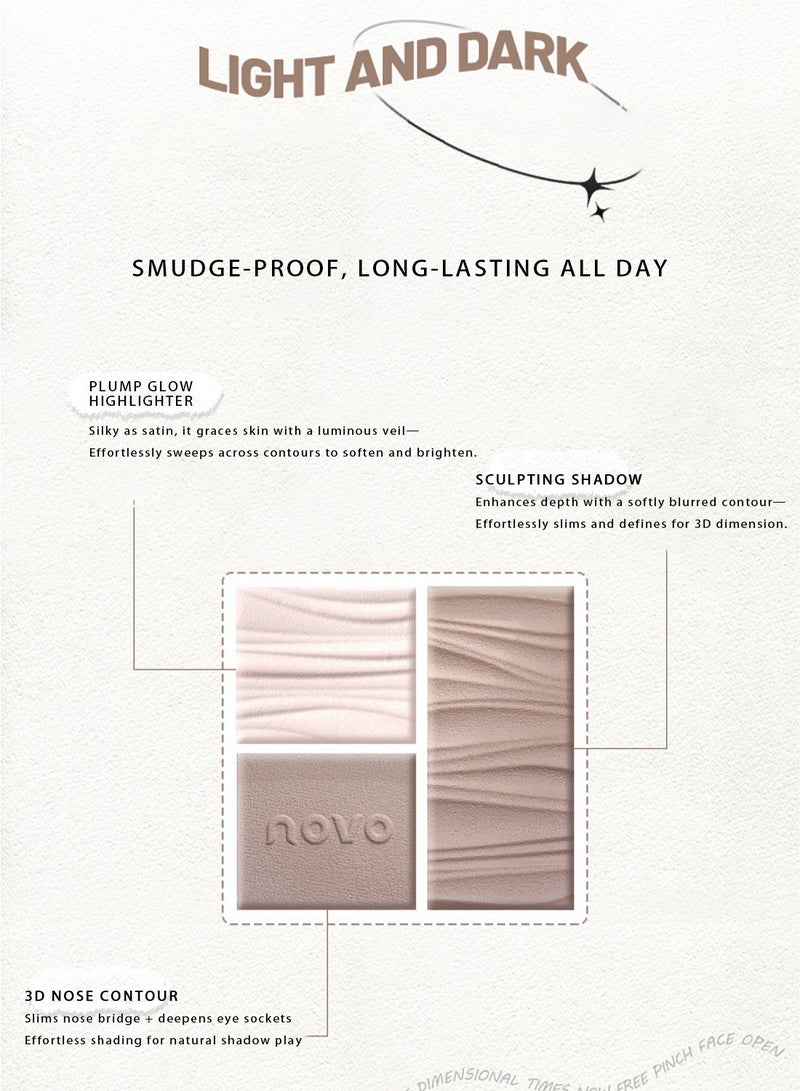 Novo Contour Palette - Contour Kit - Highlighter - 01 Milk Tea Coeoa - Image 3