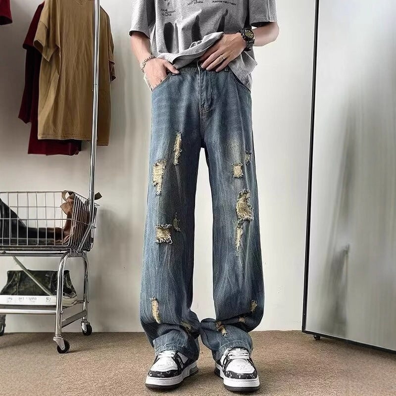Unisex Classic Denim Jeans Loose Fit Daily Outdoor Wear - Image 1
