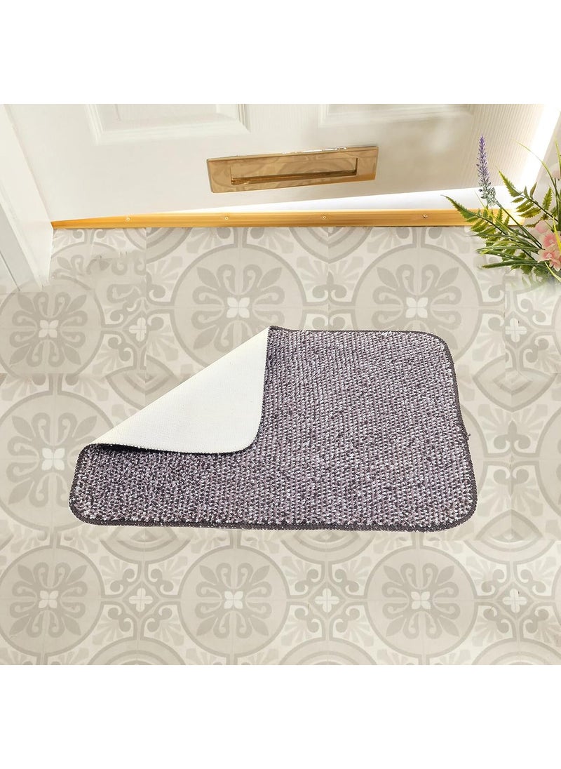 Online Quality Store Online Quality Store Solid Door Mat Grey Cotton Polyester PVC Microfiber 16 X 24 Inches  - Image 2