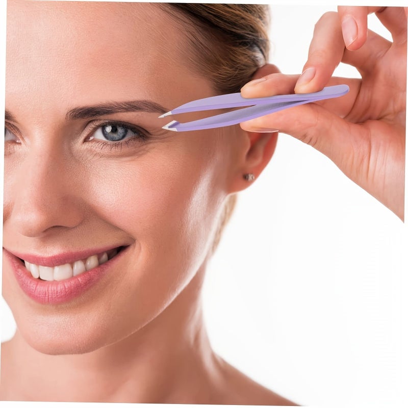 دقة مجموعة قطعتين ملقط إزالة الشعر ذو رأس مستقيم للعناية بالحواجب والوجه للاستخدام المنزلي - Image 2