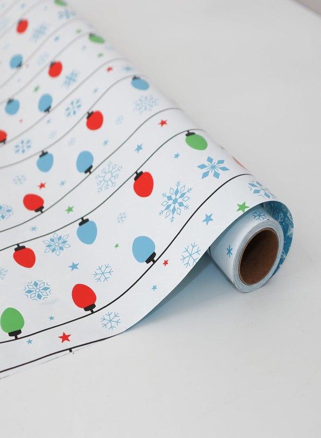Linelglobal Christmas Wrapping Paper Jumbo Roll, Reversible Roll Two Side Vintage Christmas Wrapping Paper 30x390 Inch - Illumination and Snow Flake - Image 3