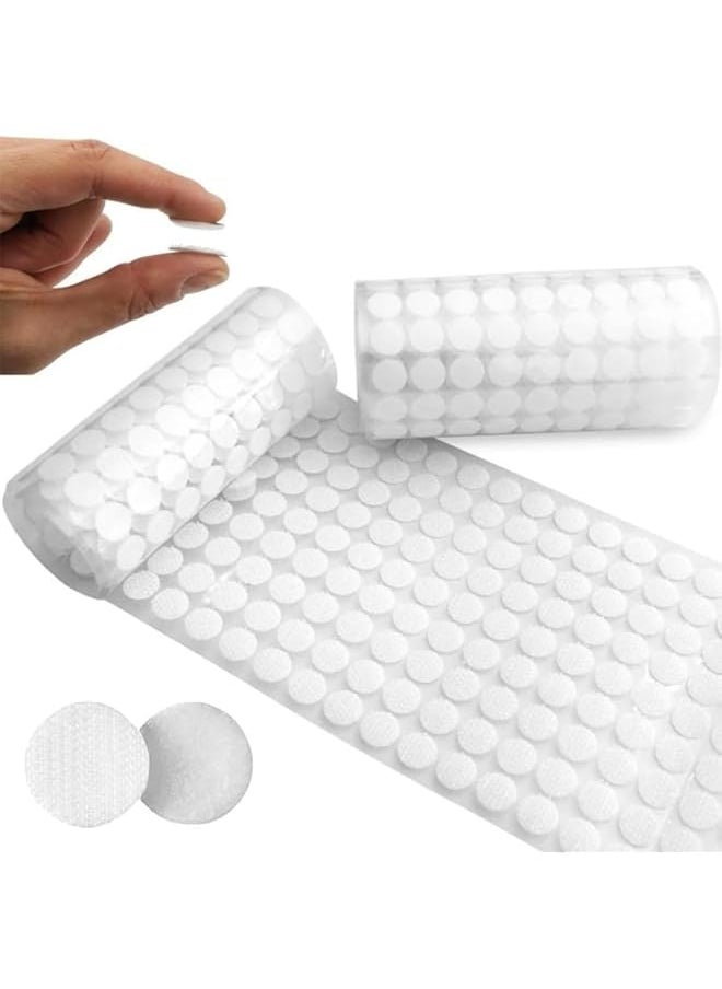 PROMASS promass 1008pcs 10mm 2/5" Diameter Sticky Back Coins Hook and Loop Dots, Self Adhesive White Sticky Dots Double Sided, Hook and Loop Tape Double Sided Sticky Pads for Craft Party DIY (504 Each)  - Image 1