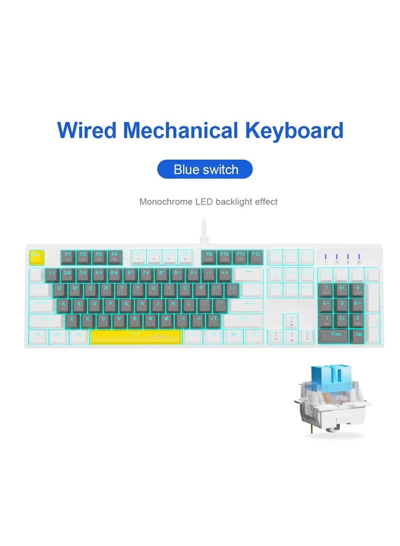 E-YOOSO 104 Keys Wired Mechanical Gaming Keyboard, Hot Swappable, Blue Switch, Full-Size Computer Keyboards for Computer PC Laptop Gamer, Black Grey - Image 2
