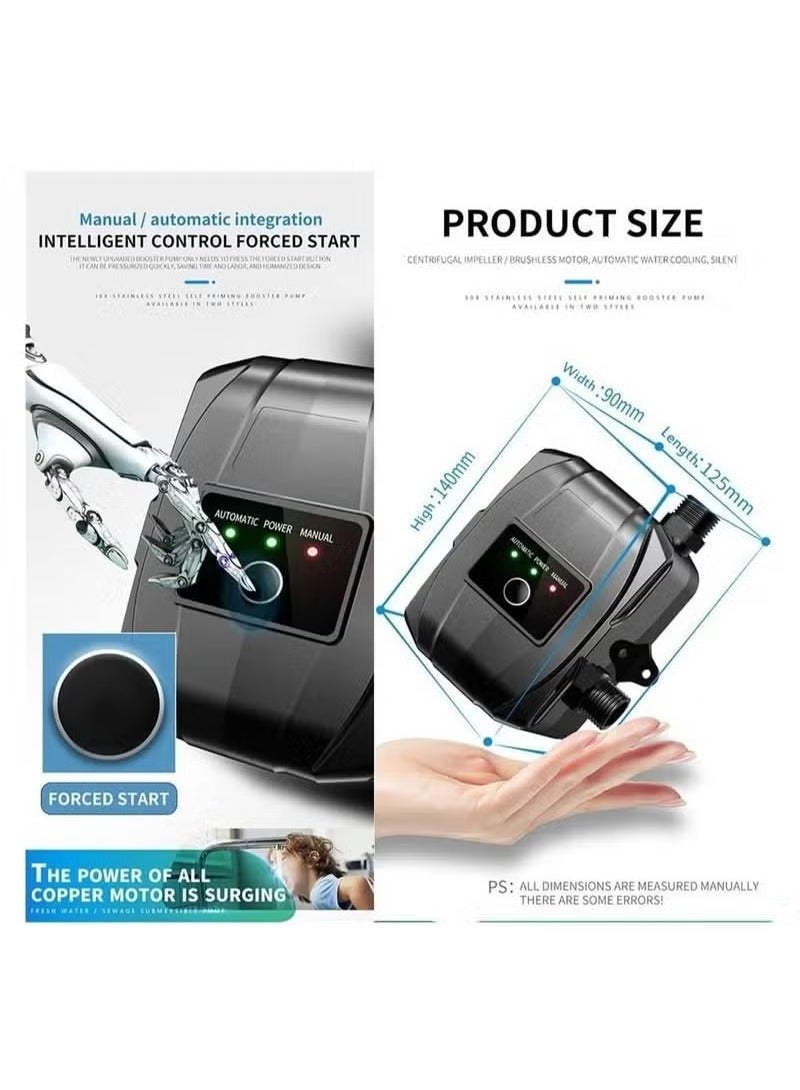 Loquat Water Booster Pump,24V Portable Automatic Water Pressure Booster Pump,150W Shower Booster Pump with Automatic Flow Switch, Hot Cold Water Pump for Tap Water, Toilet, Bathroom Shower, Black - Image 3