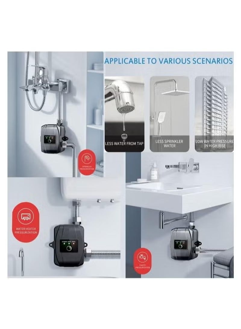 Loquat Water Booster Pump,24V Portable Automatic Water Pressure Booster Pump,150W Shower Booster Pump with Automatic Flow Switch, Hot Cold Water Pump for Tap Water, Toilet, Bathroom Shower, Black - Image 4