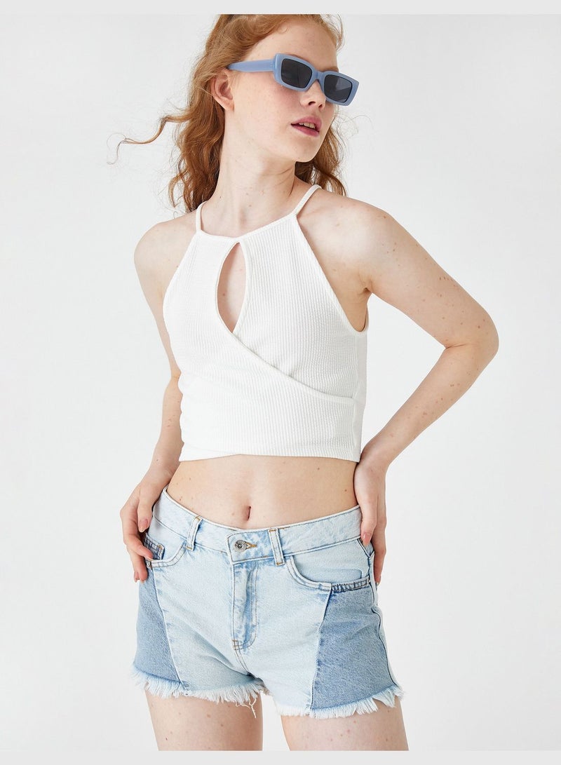 KOTON Cotton Jean Shorts Color Block - Image 1