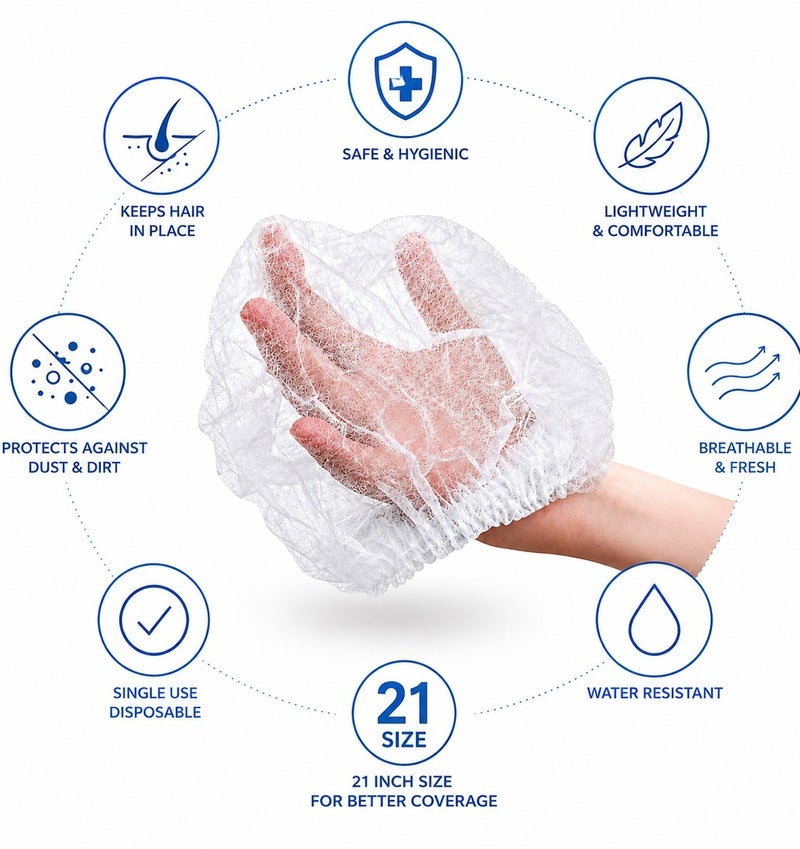 وورلد كارت غطاء شعر وورلاكارت موب (100 قطعة، 21 بوصة) - عبوة كبيرة من أغطية الشعر المنتفخة للاستخدام مرة واحدة - Image 2