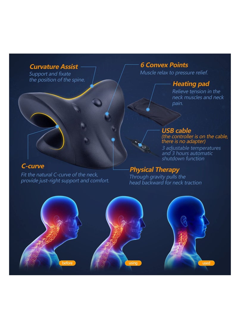 Arabest Neck Stretcher for Neck Pain Relief Heated Cervical Traction Device Pillow with Graphene Heating Pad Neck and Shoulder Relaxer for TMJ Pain Relief and Cervical Spine Alignment  - Image 2